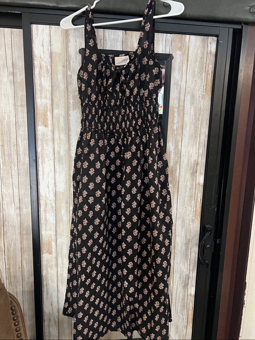 Universal Thread Black Maxi Dress with Pink Floral Print